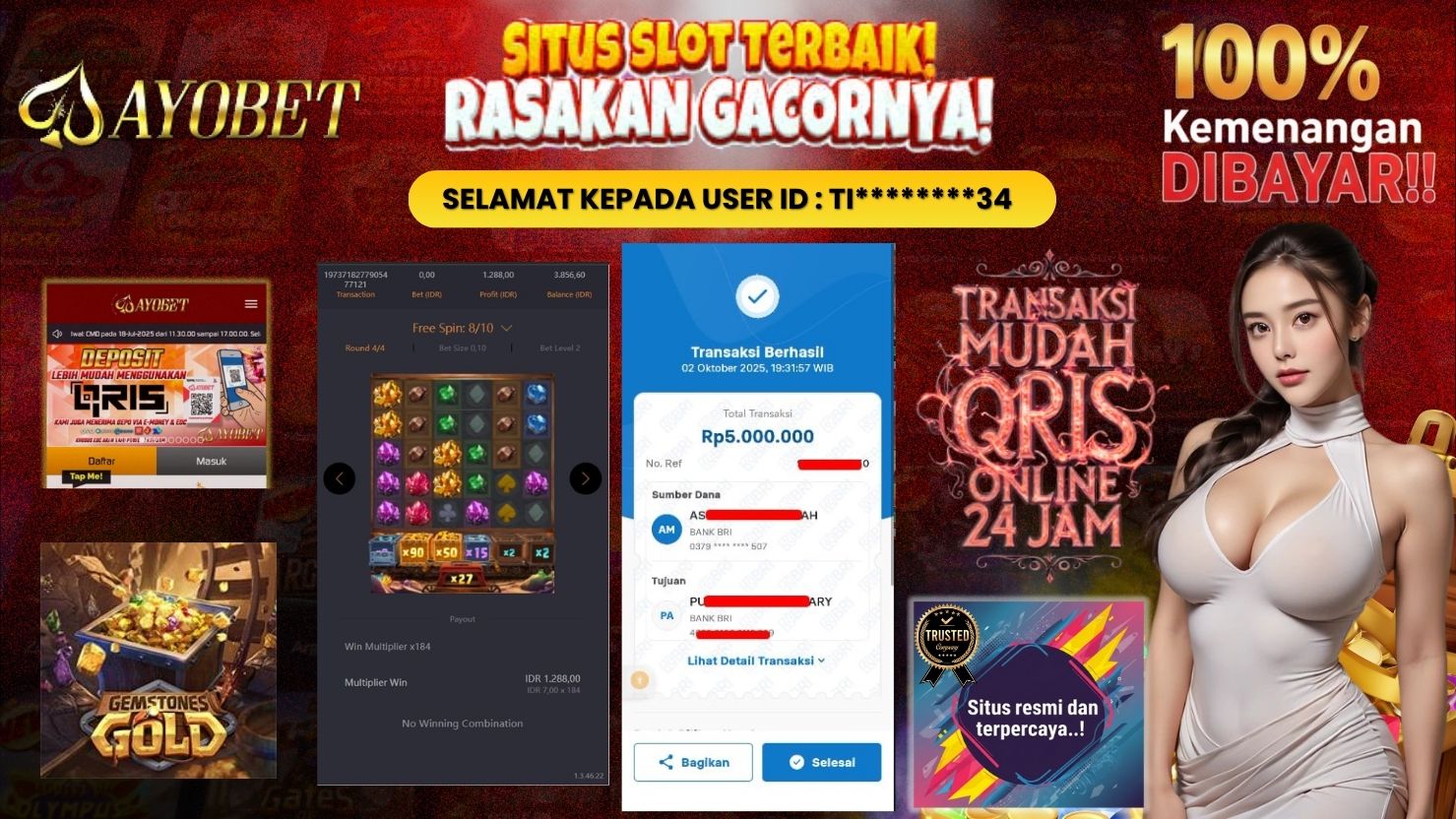 AYOBET JACKPOT SLOT GEMSTONES GOLD